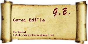 Garai Béla névjegykártya